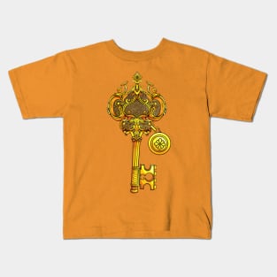Golden and Golden Key for a Couple Love Lock Kids T-Shirt